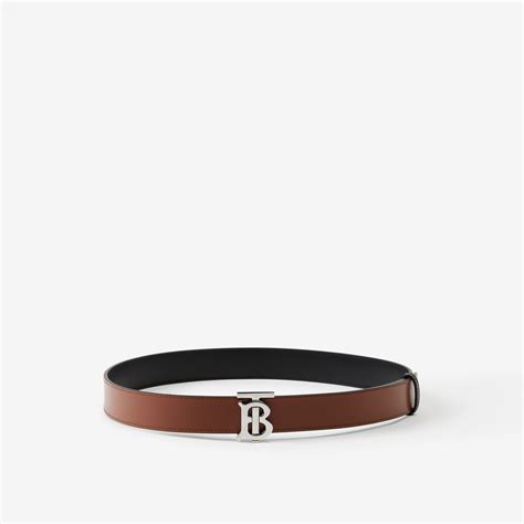 Reversible Leather TB Belt in Black/tan 